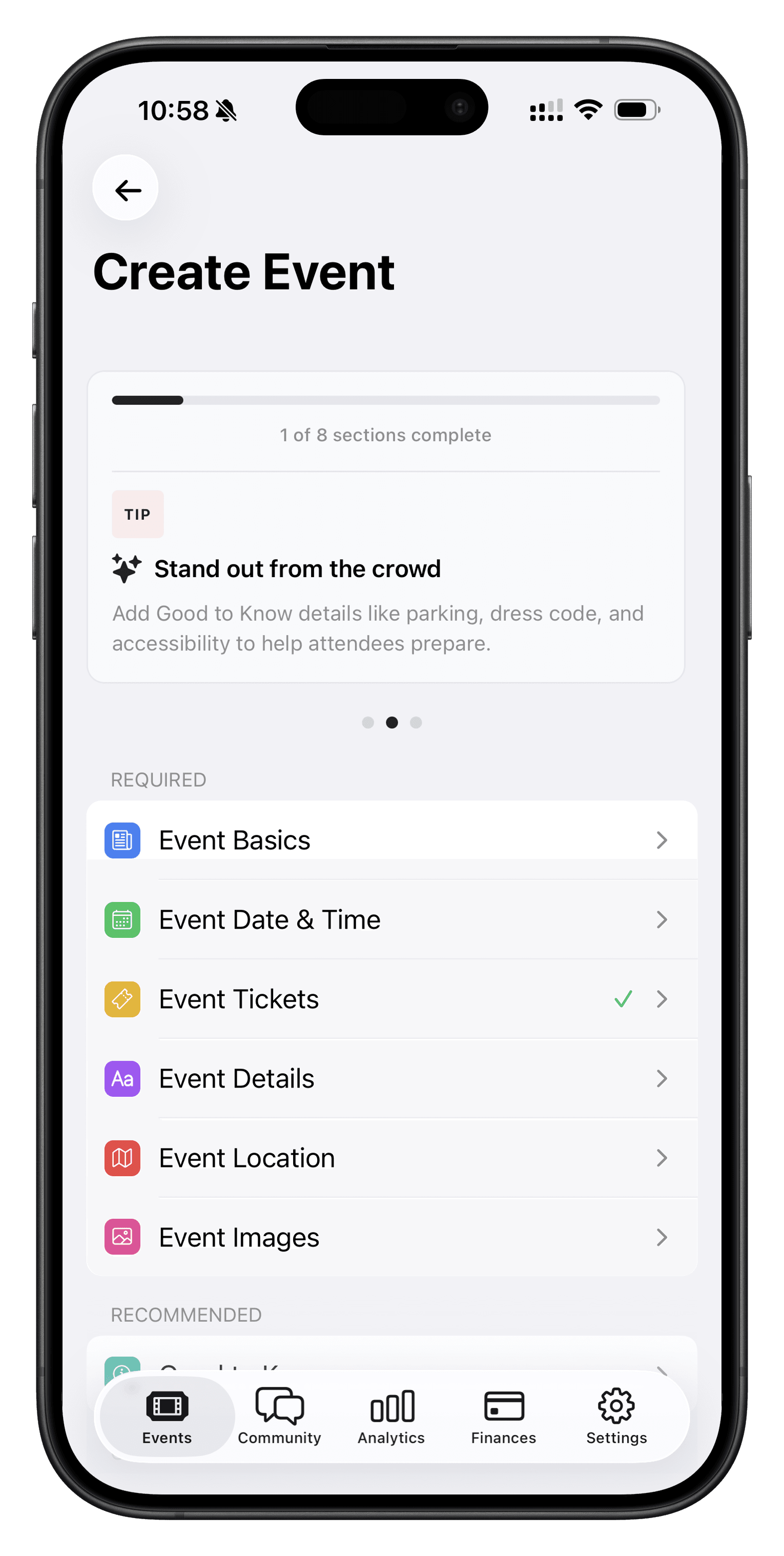 Create event flow
