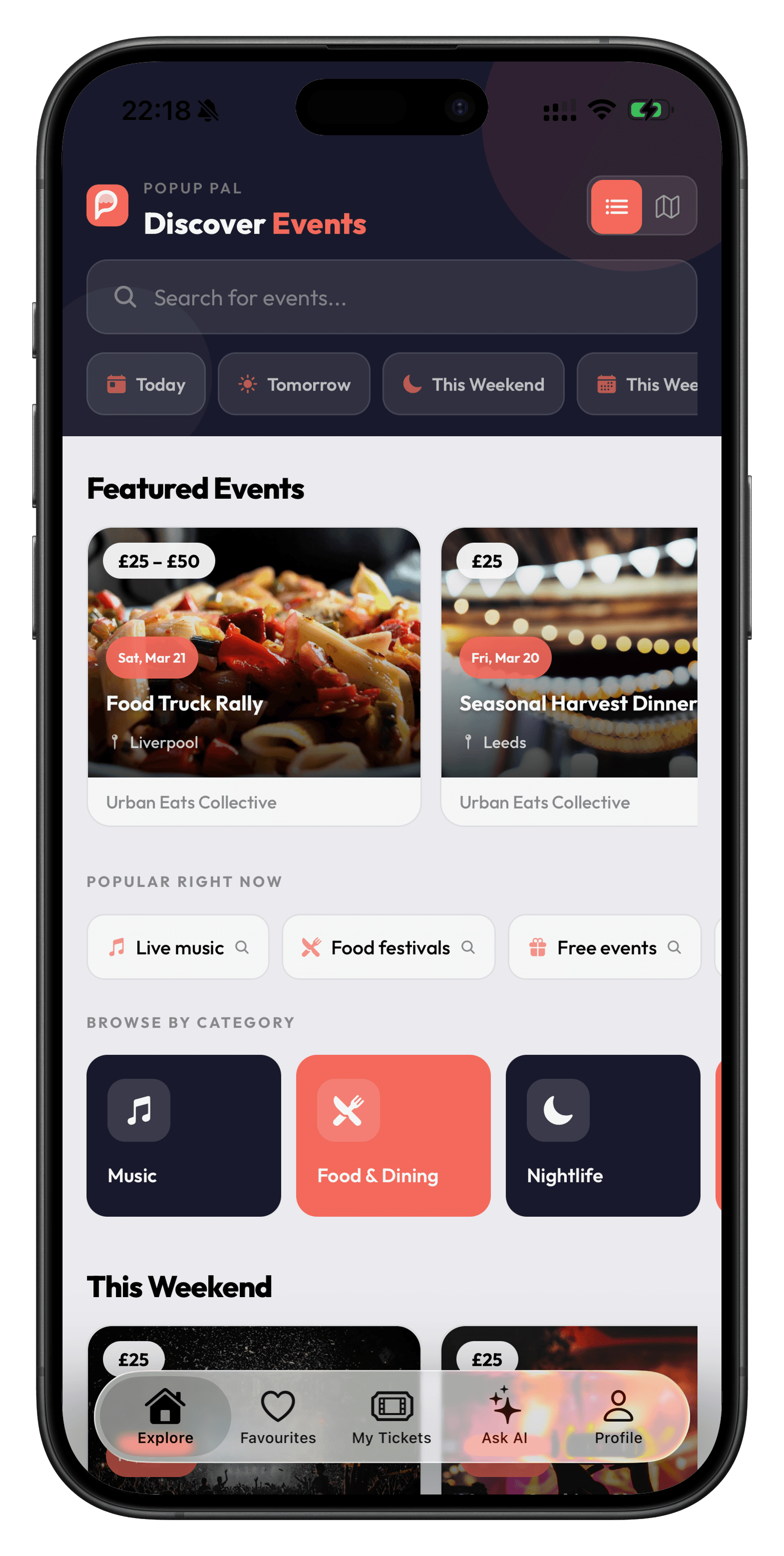 The Popup Pal app, where fans discover events
