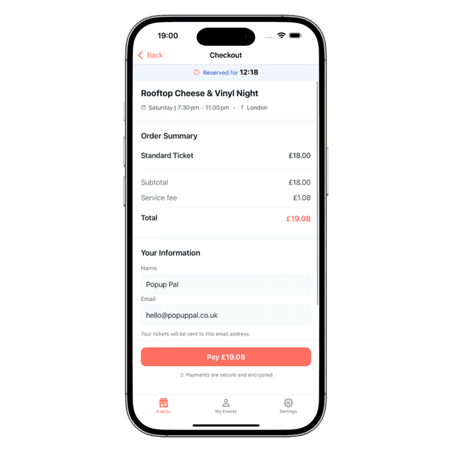 Buy tickets screen
